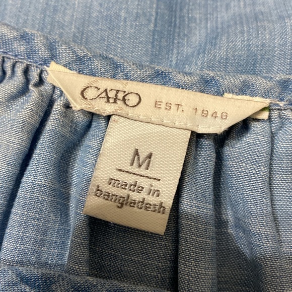Cato Denim open shoulder 1/4 sleeves blouse-Size Medium - Picture 5 of 9
